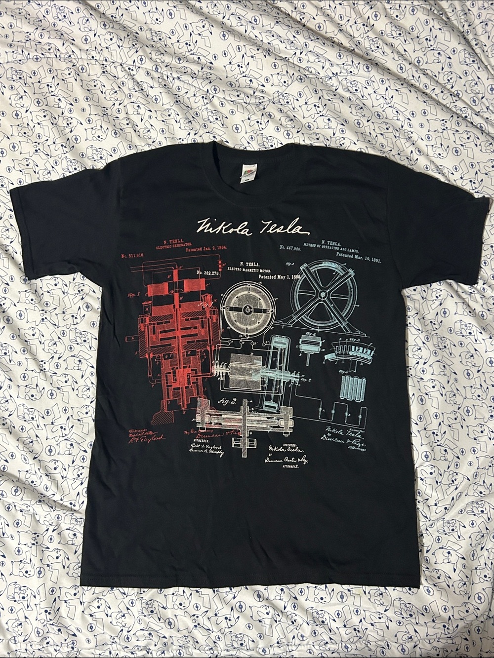 Nikola Tesla Blue Prints Graphic Tee Shirt